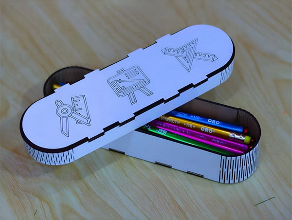 Pen holder template pencil case geometry box and dxf pdf free vector download for Laser cut